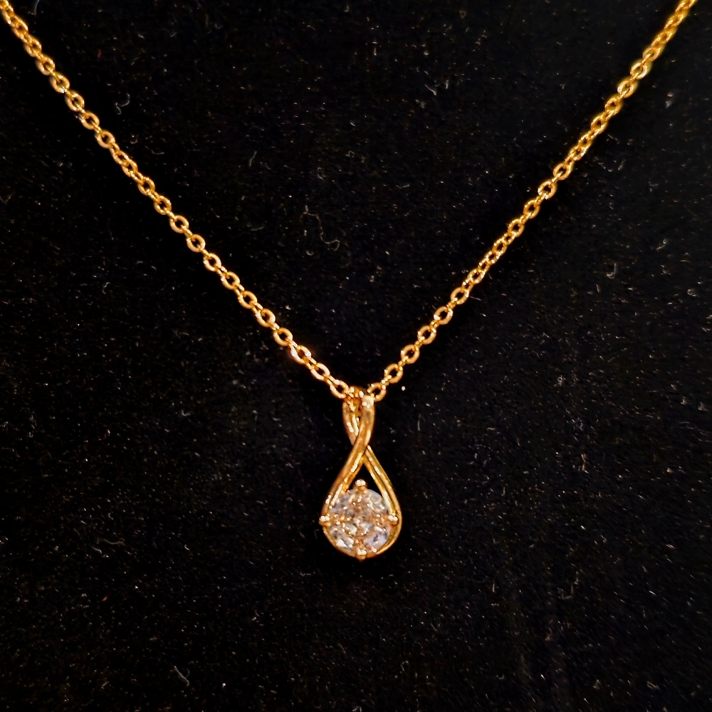 Certified 2 Carat Moissanite 18k Gold Plated Over Sterling Silver Necklace - Picture 5 of 13